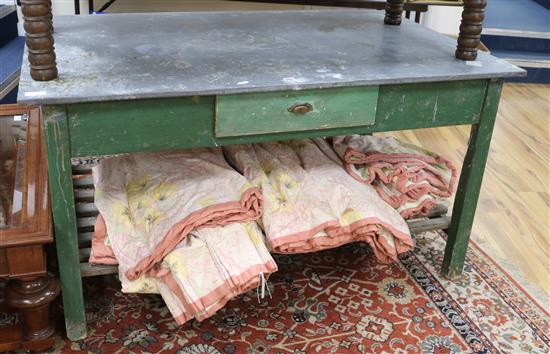 A zinc topped farmhouse table W.151cm